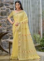 Cotton Yellow Traditional Wear Weaving  Saree